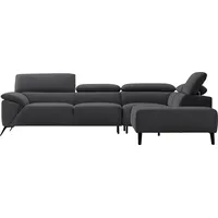 Nicoletti Home Ecksofa, Breite 287 cm, verstellbare Kopfstütze, Ottomane links oder rechts, schwarz