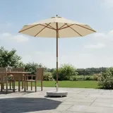 Sonnenschirmständer - Runder Schirmständer 30 kg - Granit - Echtleder-Bezug - Mit Rollen - Mit Adapter - Für Garten und Terrasse - Weiß