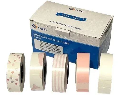 GG Etikettenrolle 5er Set mit verschiedenen Muster 15x50mm