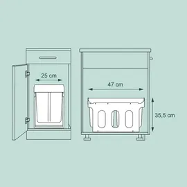 Relaxdays Einbaumülleimer 2-fach 8 l Schwarz