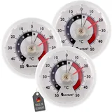 Lantelme 3 Stück Kühlschrankthermometer Set zum ankleben Temperaturüberwachung + - 50°C | Präzise Analog Thermometer für Kühlschrank Gefrierschrank Kühltheke Kühlhaus | Kunststoff Farbe Weiss