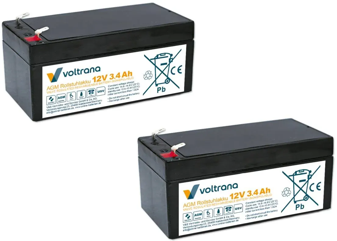 Rollstuhlakku passend für Alber ScalaMobil S36 24V 2 x 12V 3,4Ah – Voltrana Ersatzakku