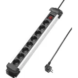 Sygonix Steckdosenleiste 8fach 1,40 m Schwarz/Silber 1 St.