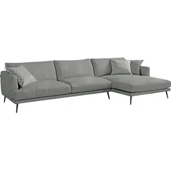 Ecksofa EGOITALIANO "Sophia, Designsofa mit extrakomfortablem Sitzkomfort", grau (steingrau), B:274cm H:77cm T:154cm, Luxus-Micofaser Lederoptik (100% Polyester) ist ein neues technisches Gewebe mit einem visuellen und taktilen Aspekt, der dem Nubuk sehr nahe kommt, mit innovativen Eigenschaften. Seine außerordentliche Weichheit kommt von einem exklusiven Produktionsprozess, der Unreinheiten und Unregelmäßigkeiten beseitigt. Das Ergebnis ist eine bemerkenswert samtige Faser, die durch das Vorhandensein von Körnern verstärkt wird. Von der einfarbigen Eleganz der warmen Farben und der Vielfalt an trendigen Farben, die es zu seiner eigenen Stärke und Persönlichkeit machen., Sofas, mit Daunenfederung, L-Form
