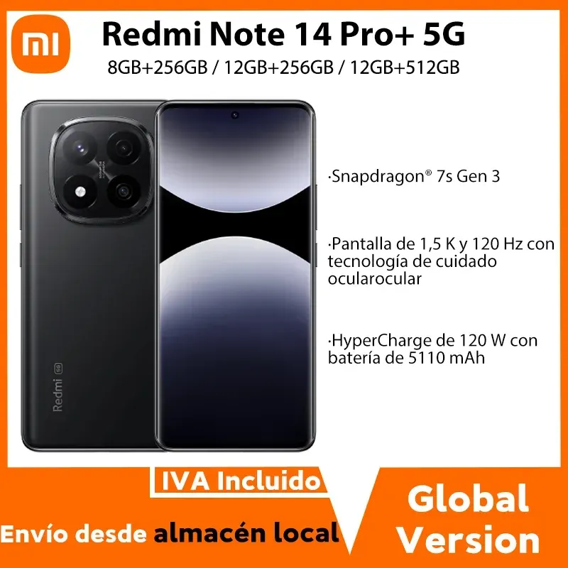 【Marke+】 Xiaomi Redmi Note 14 Pro+ 5G Smartphone 200 MP AI-Kamera Snapdragon ®   7s Gen 3 120 W HyperCharge 6,67 AMOLED-Display