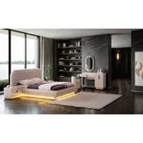 JVmoebel Designer Bett Set mit Nachttisch und Schminktisch, mit Spiegel für Schlafzimmer