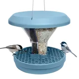 SWISSINNO Vogel-Futtersilo SMART Birds. Füttern Sie Vögel - Nicht Nagetiere! Robust + Zuverlässig zum Aufhängen. Wiederverwendbar. 2 Futterkammern. Made in EU. Hellblau