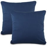Aqua-Textil Classic Line Kissenbezug 2er-Set 80 x 80 cm dunkel blau Baumwolle Kissen Bezug Kissenhülle, Kopfkissenüberzug, Pillowcase, Bettkissen, Kopfkissenbezug, Reißverschluss Jersey