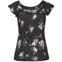 VIVANCE Rundhalsshirt Damen schwarz-mauve bedruckt Gr.32/34