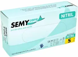 SemyCare Nitrilhandschuhe im Spenderkarton, puderfrei, blau 1 Packung = 100 Stück, Größe S