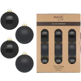 INGE-GLAS Weihnachtskugeln Glas Ø 8 cm 12 Stück (Ebony black