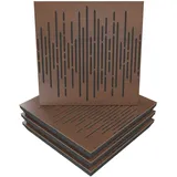 Akustikplatte, Motiv: Wave, 4 Stück, Schallabsorption, 50 x 50 x 5 cm, Absorption, Diffusion, Reflexion, Schalldämmung, Isolierung, Holz, perforiert, laminiert: Welle, Nuss