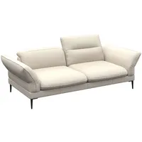 2,5-Sitzer FLEXLUX "Salino, Funktionssofa, Relaxsofa", weiß (warm weiß), B:215cm H:88cm T:105cm, 100% Echtleder, Sofas, Sofa mit Arm- und Kopfteil-Verstellungen, Kaltschaum & Stahl-Wellen