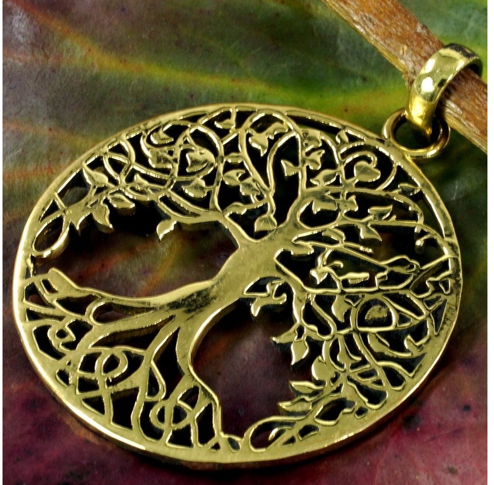Guru-Shop Kettenanhänger Amulett `Baum des Lebens` Kettenanhänger aus.. goldfarben
