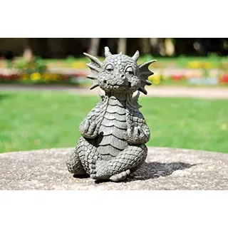 MystiCalls - Gartenfigur Gartendrache - Modell Yoga klein - Fantasy Figur Deko Drache Garten