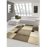 Designer Teppich Moderner Teppich Wohnzimmer Teppich Kurzflor Teppich Barock Design Meliert Braun Beige Mocca Größe 120x170 cm