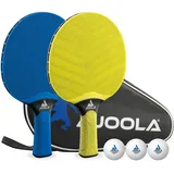 Joola Vivid Outdoor 2 Tischtennisschläger + 3 Tischtennisbälle + Tischtennishülle, Lime/blau, 6-teilig