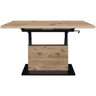 Harper Couchtisch - vulkanschwarz supermatt - Viking Oak - höhenverstellbar