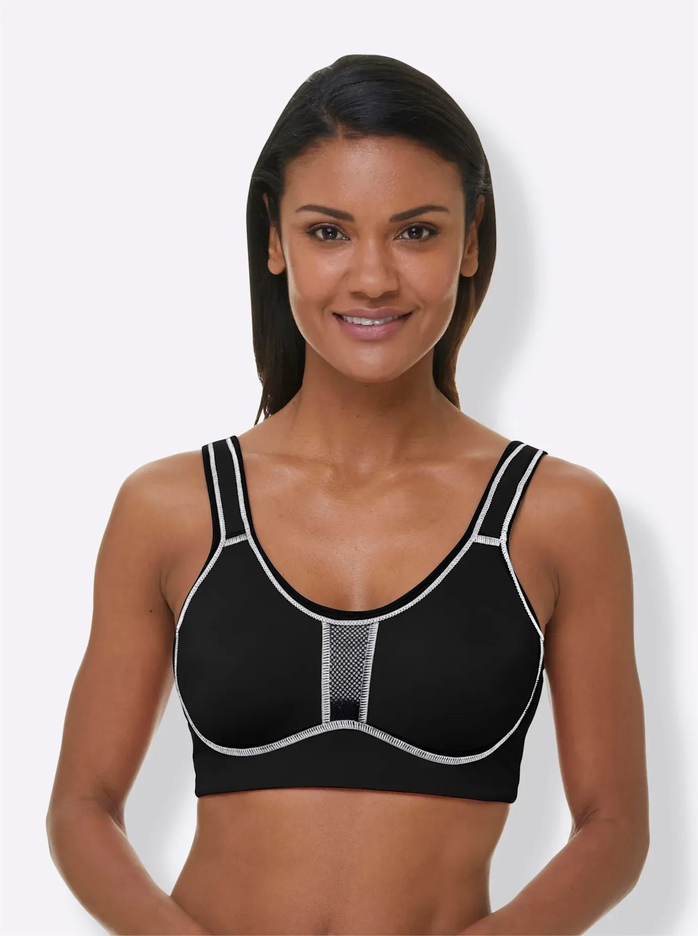 Sport-BH VIANIA, Damen, Gr. 80, Cup D, schwarz, 47% Polyamid, 41% Polyester, 12% Elasthan, BHs Sport-BH Sportbekleidung