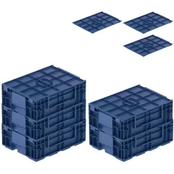 PROREGAL 5x VDA KLT Kleinladungsträger mit Verbundboden & Auflagedeckel | HxBxT 14,7x30x40cm | 10 Liter | KLT