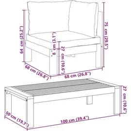 vidaXL Garten-Sofagarnitur 4-tlg. grau