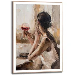 Reinders Wandbild 50 x 70 cm Drinking Wine Holz Bunt