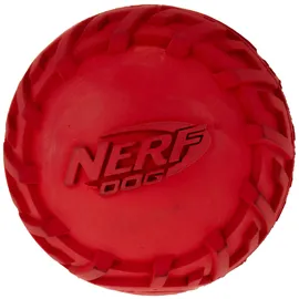 Nerf Dog Hundespielzeug Gummiball mit Reifenprofil und Quietschgeräusch, farblich sortierte Lieferung rot oder grün, 7,6cm
