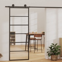 SECOLI Schiebetür Glas Schiebetür Komplettset Glas Glasschiebetür Komplettset Schiebetür Komplettset mit tür glastür Sliding Door Schwebetür-5 Horizontale Stäbe-76 x 205 cm