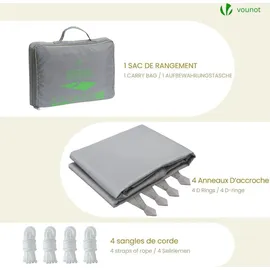 VOUNOT VOUNOT® Sonnensegel Rechteckig mit Befestigung Set, 3x4m, Grau - Grau