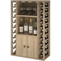 Godello Serie Weinregal aus massiver Eiche 20 Flaschen + Spirituosen + 9 Gläser