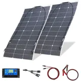 Flexibles Solarpanel Kit 200W 2pcs 100W Biegsames Solarladegerät 20A Solar Laderegler für Wohnmobil, Auto, Camping,Boot