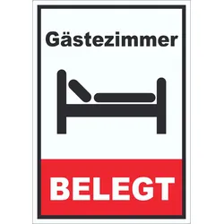 Gästezimmer BELEGT HOCHKANT Aufkleber A8 (52x74mm)
