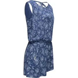 Ragwear Jumpsuit Zella schicker, kurzer Damen Overall mit floralem Print blau XL (42)