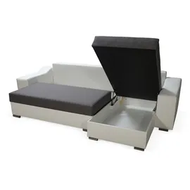 Fun Möbel Ecksofa COLLIN mit Schlaffunktion Schwarz/Dunkelorange Ottomane Rechts - Schwarz