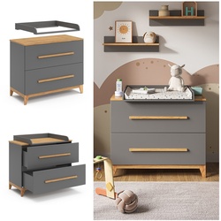 VitaliSpa Wickelkommode Malia 108 x 98 cm, Grau Eiche, Wickeltisch inkl. Wickelauflage