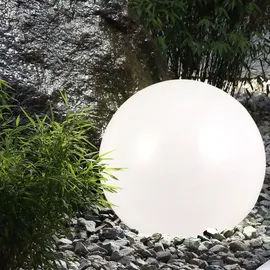 Expo Börse Solarlampen für Außen Kugel Gartenleuchte Erdspieß Kugelleuchte Solar 30 cm LED Solarkugel für den Garten, weiß silber, 4x Led Warmweiß, Dxh 30x66,5 cm