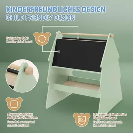 joyz Kreidetafel Kinder Tanne 68x60x80 cm Grün-Natur Doppelseitig aus Holz