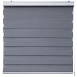 STORESDECO Doppelrollo Silber, Kunststoff, Uni, Rechteckig, 200x250 cm CE, Wohntextilien, Rollos & Jalousien, Rollos, Doppelrollos