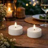 MARELIDA LED Solar Maxi Teelichter Kunststoff D: 7 cm 2er Set weiß