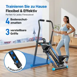 Merach Klappbarer Stepper – Vertical Climber Heimtrainer – höhenverstellbar, LCD-Display - Schwarz