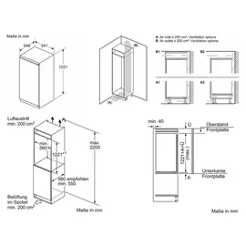 Bosch Serie 2 KIR415SE0 Einbaukühlschrank (204 l, 1221 mm hoch)