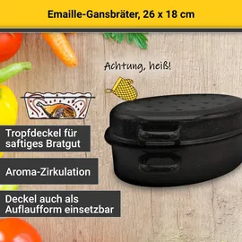 Krüger Emaille-Gänsebräter 26 cm schwarz