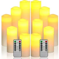 Flammenlose Led-kerzen, 12er-set, Batteriebetrieben, Aus Echtem Elfenbeinwachs Mit Fernbedienung Und Timer (batterien Nicht Im Lieferumfang Enthalten).