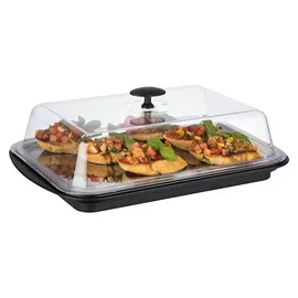 APS Thermo Tablett-Set eckig, schwarz/transparent