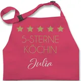 Kinderschürze Schürze Kinder Jungen Mädchen - Kochschürze - 5 Sterne Köchin mit Name - Geschenk Mama Oma Schwester Muttertag Köchin Hobbyköchin Geburtstag - 7-14 Jahre - Pink - 7-13 Jahre