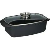 Alpina Bräter - mit Glasdeckel - für Ofengerichte, Dämpfen und Braten - 5.5 L - Schwarz