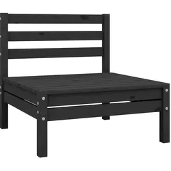 vidaXL Garten-Mittelsofa Schwarz Kiefer Massivholz