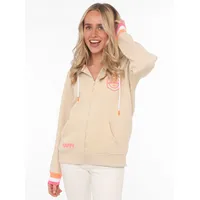 Zwilling Zwillingsherz Sweatjacke, mit Kapuze, Backprint, Detailprint vorne beige