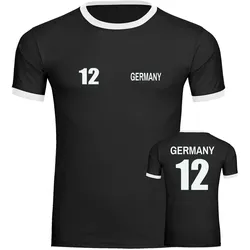 multifanshop Kontrast T-Shirt - Germany - Trikot Nummer 12 - Druck weiß - Männer