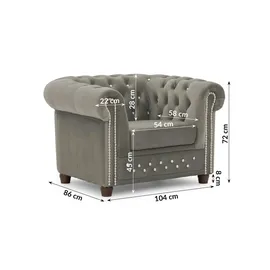 S-Style Chesterfield Sessel Cleo Blink Samt 104 x 72 x 0 cm Grau